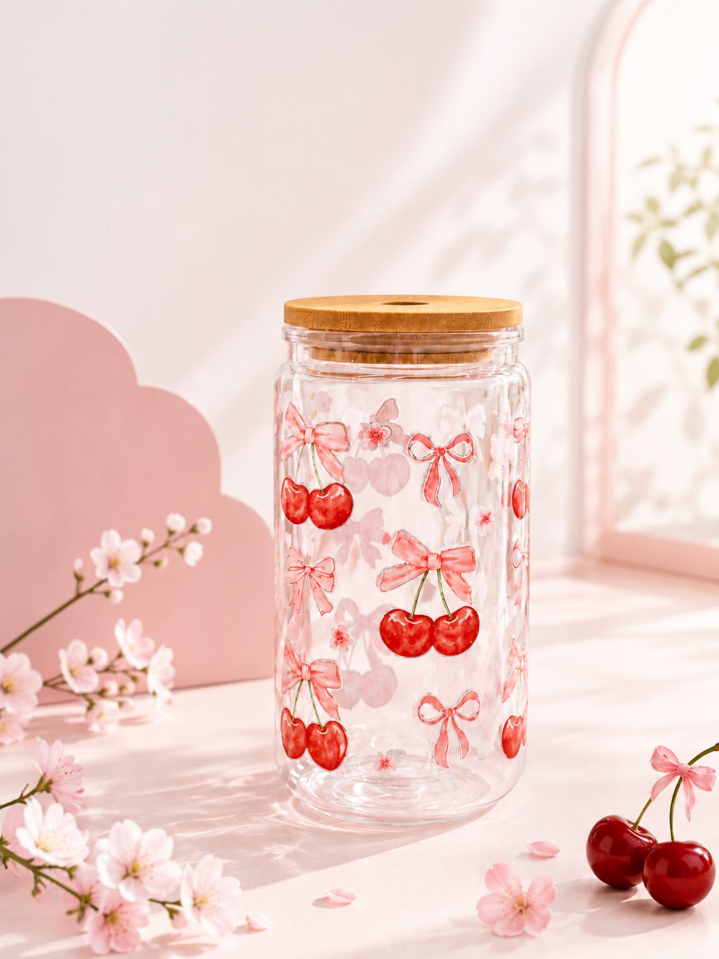 Cherry Bows Double Glass