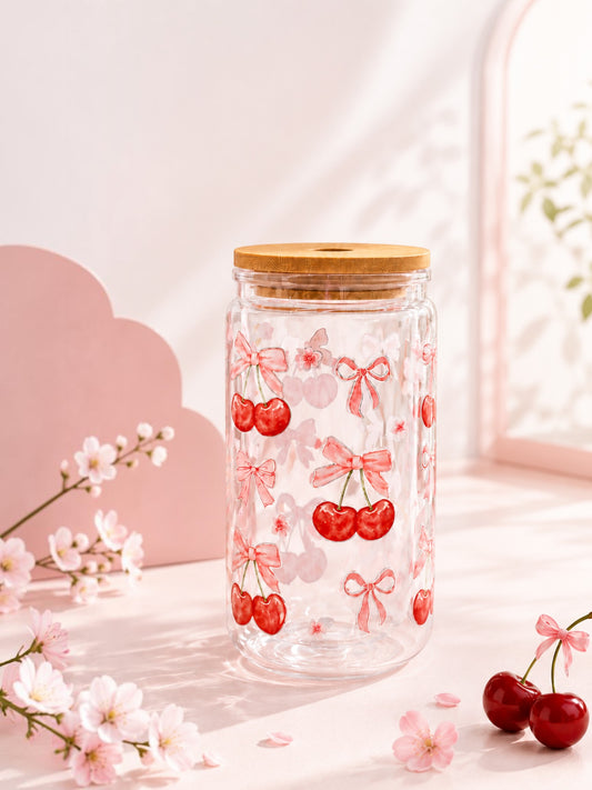 Cherry Bows Double Glass